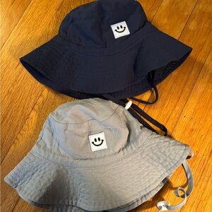 Kids Smile Patch Bucket Hat — Navy and Light Gray
